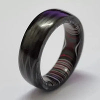 Thumbnail for Black Carbon Fibre Ring with Fordite Inner in 8mm